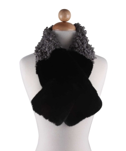 Faux Fur Two-Color Neck Warmer Scarf SF320003 BLACK